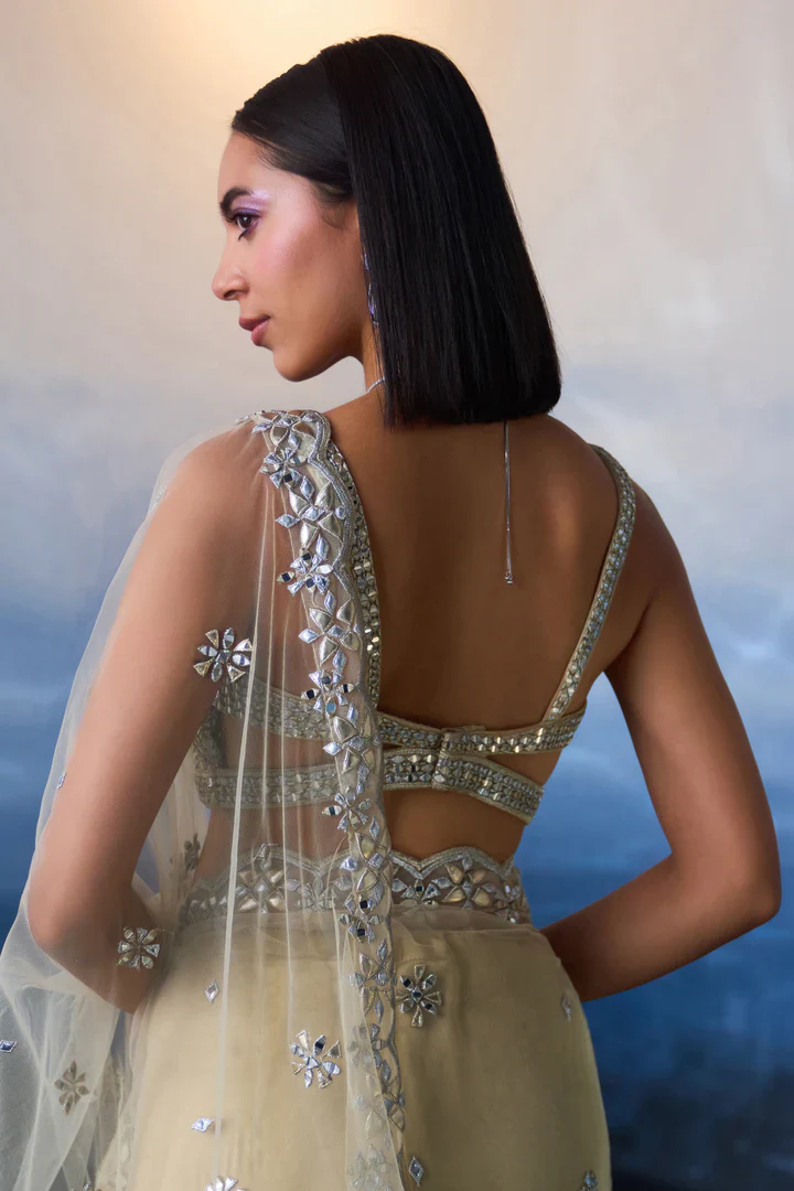 Gold Net Saree - Image 9