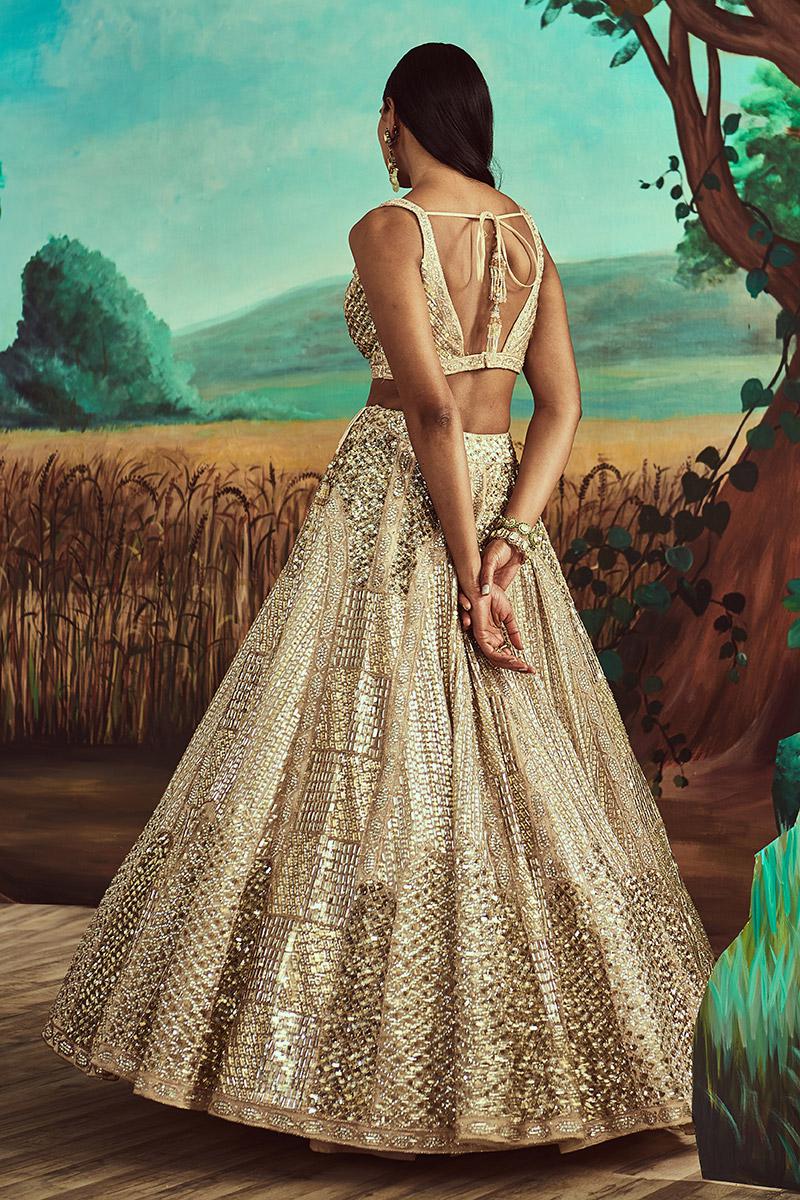 Gold sequin lehenga set - Image 2