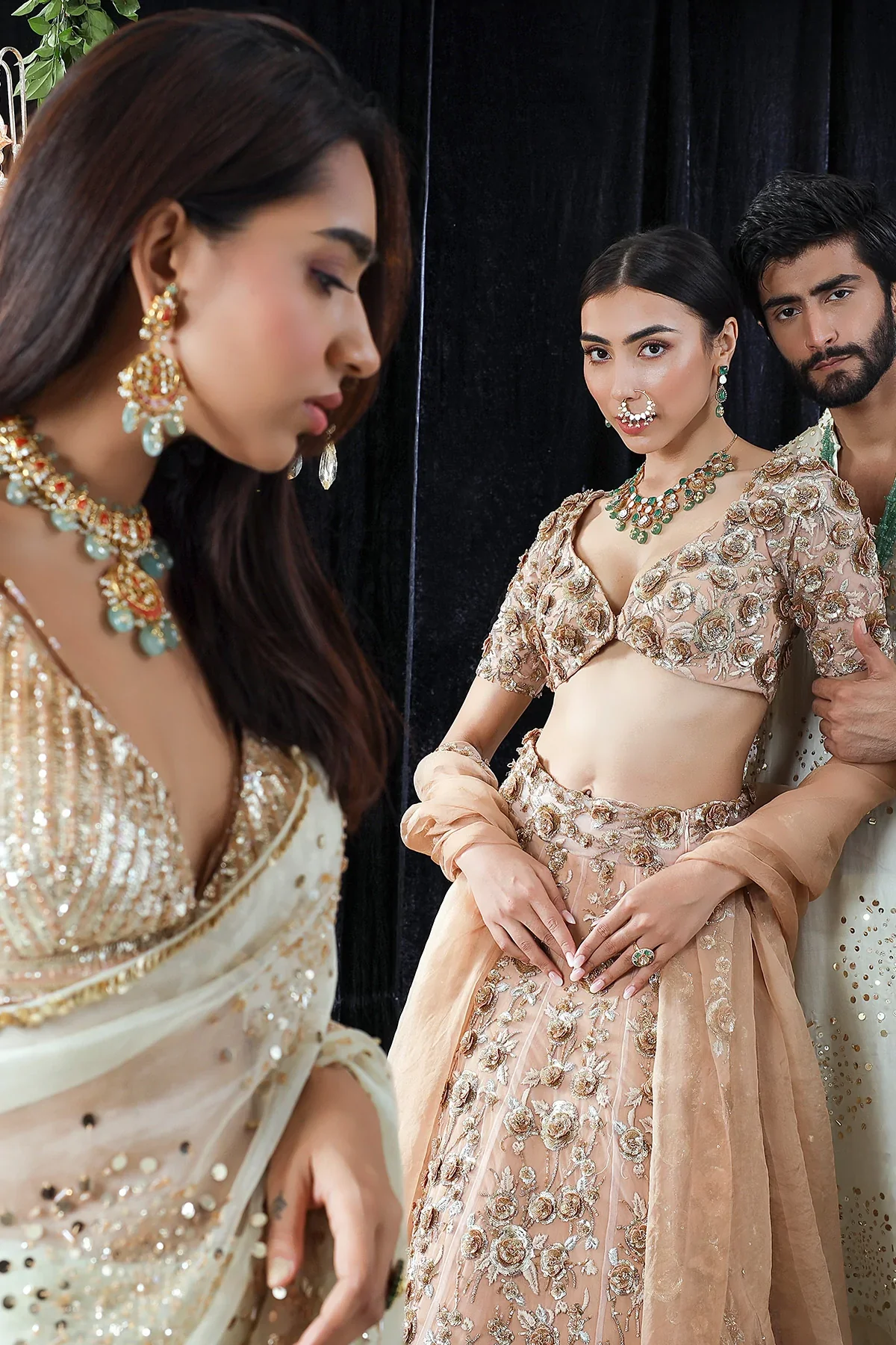 Gold Shantoon Jewel Hand Embroidered Lehenga Set - Image 10