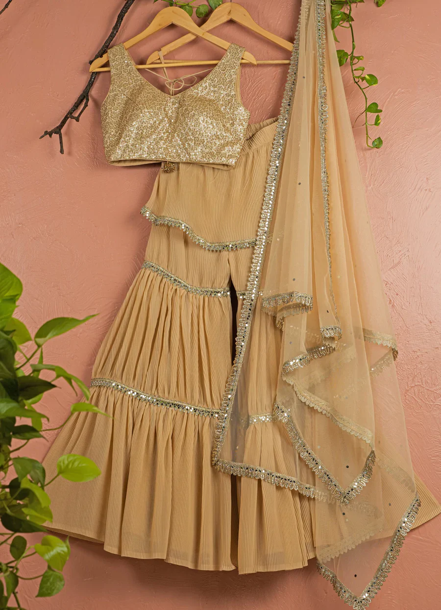 Gold Sharara with sequin blouse