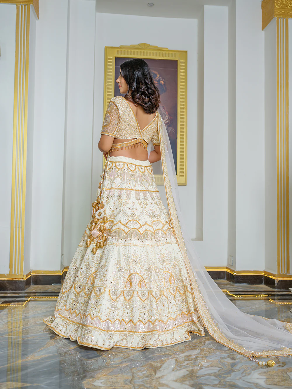 Gold Silk Handcrafted Lehenga Set - Image 4