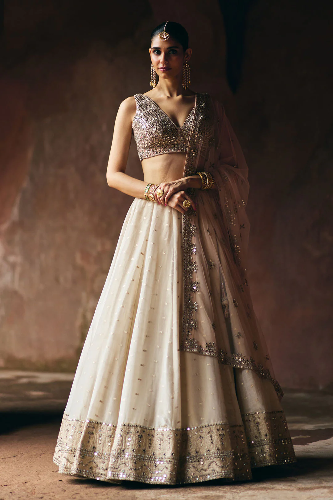 Gold tissue lehenga set