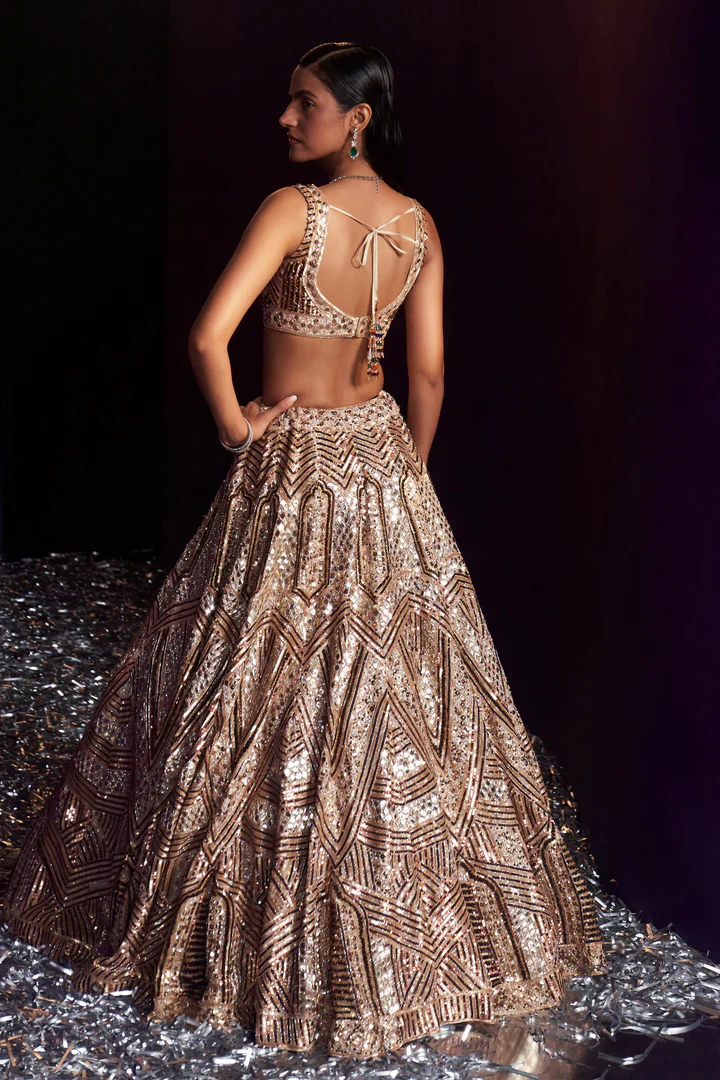 Gold Tissue Lehenga Set - Image 6