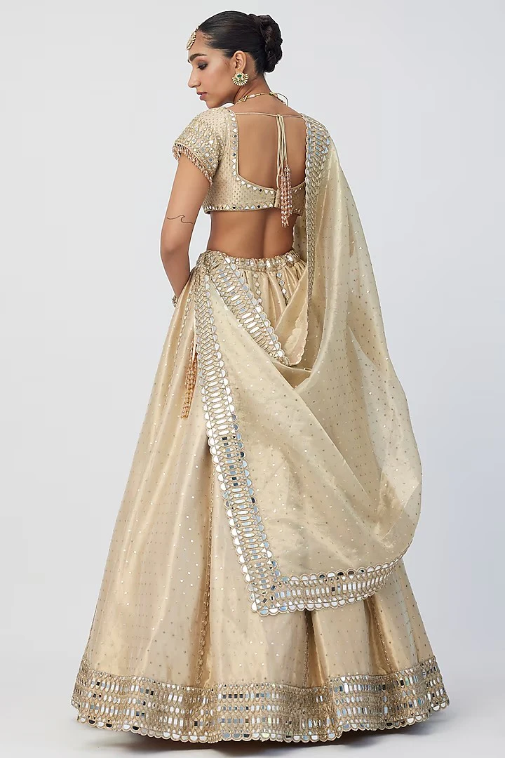 Golden shimmer organza lehenga set - Image 2