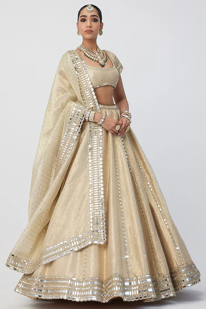 Golden shimmer organza lehenga set - Image 3