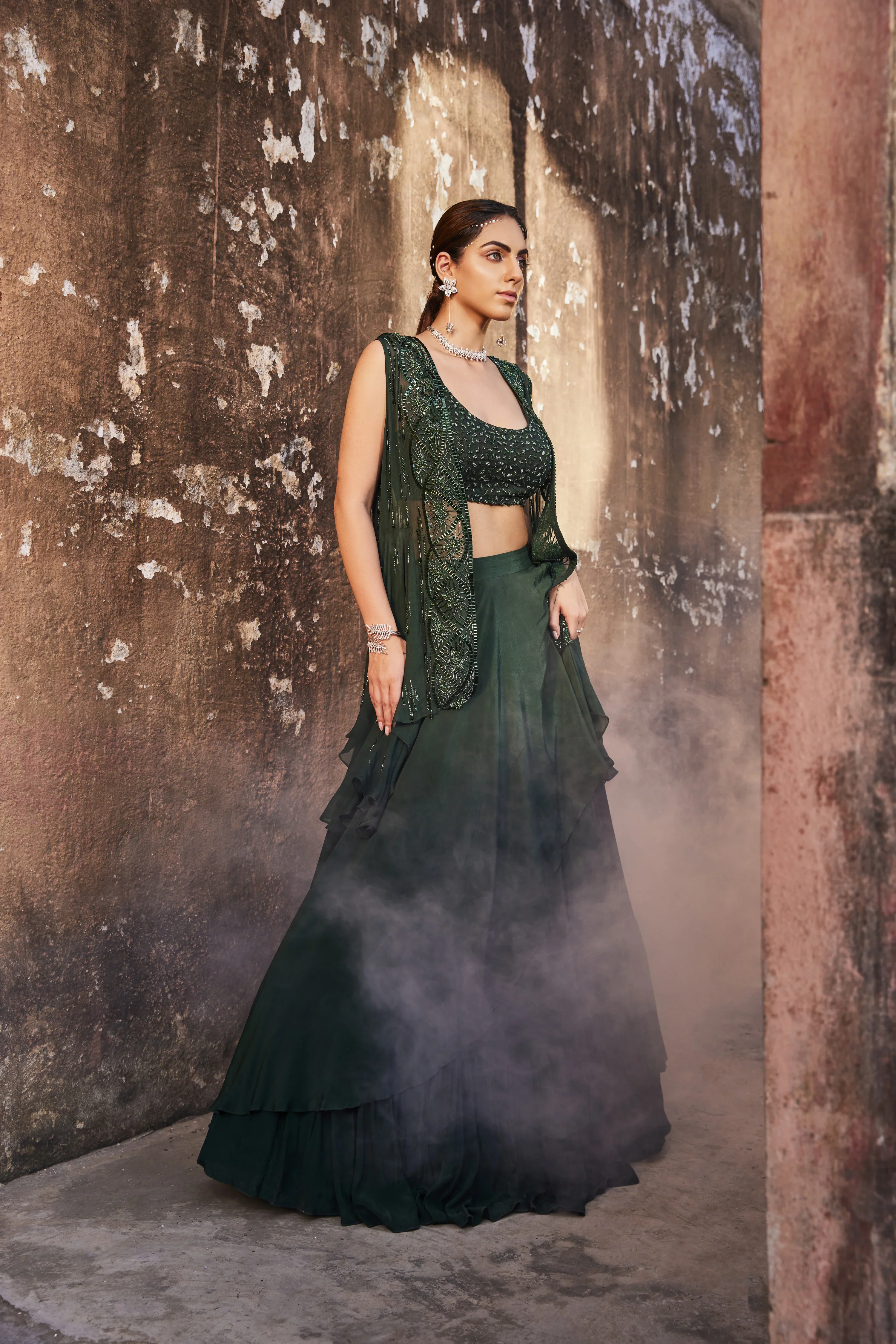 Green Jacket Lehenga Set - Image 3