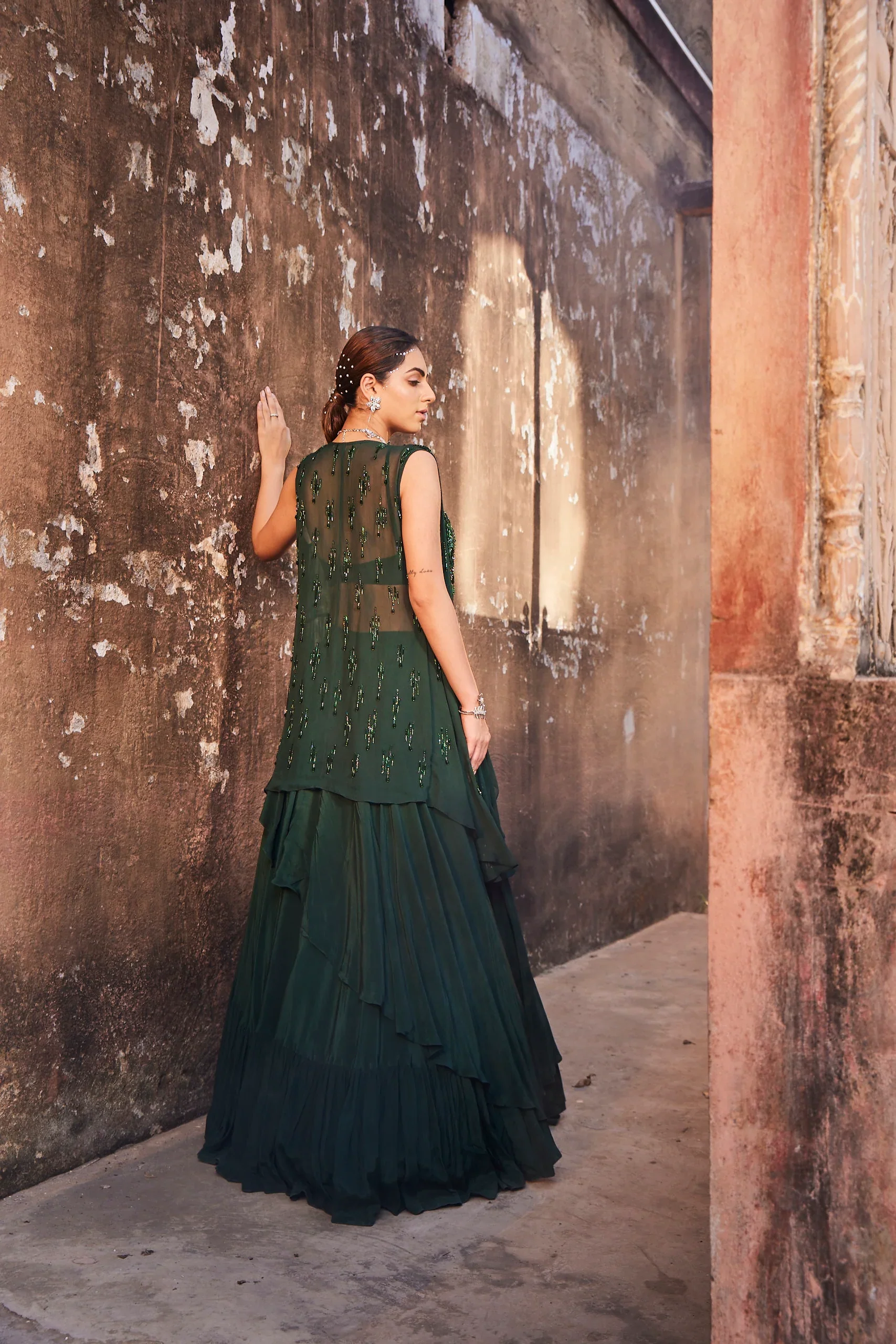 Green Jacket Lehenga Set - Image 4