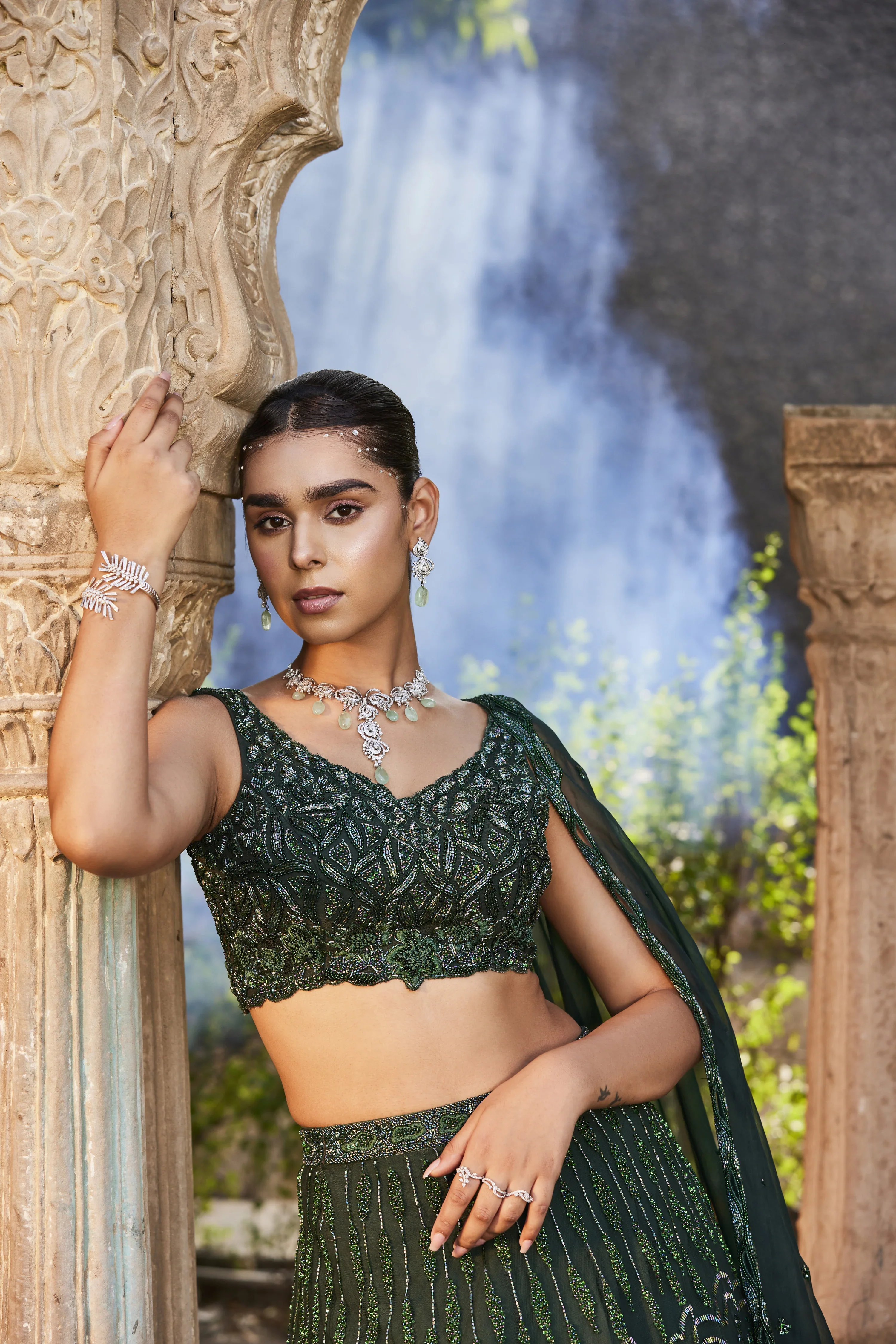 Green Lehenga Set - Image 3
