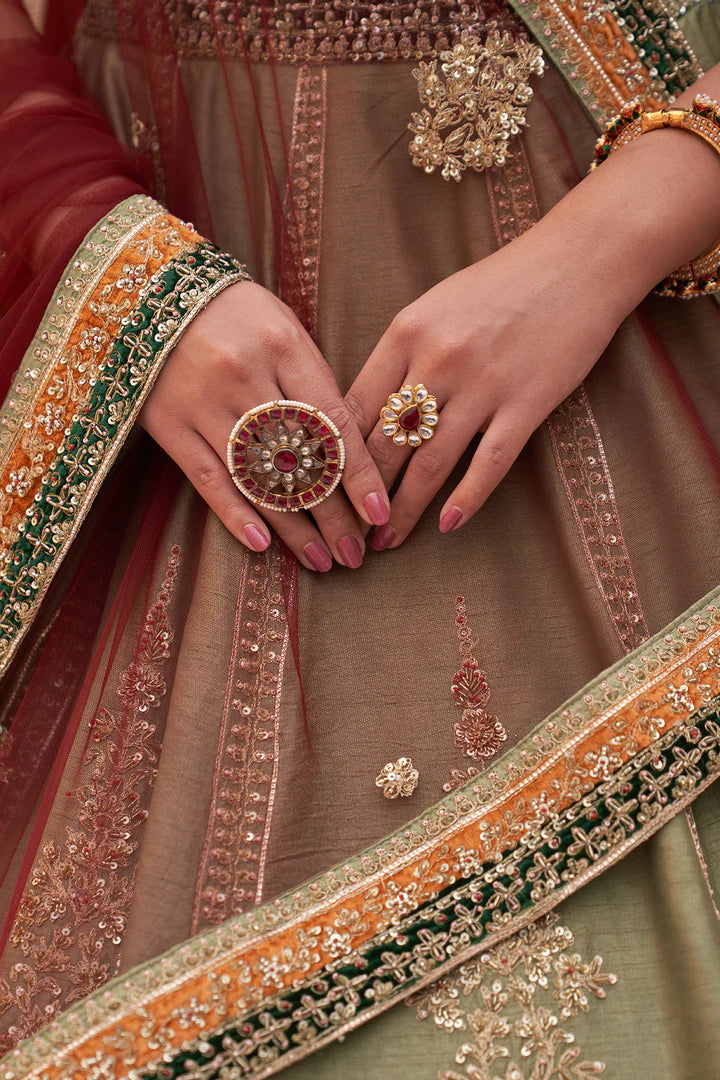 Green Raw Silk Lehnga Set - Image 4