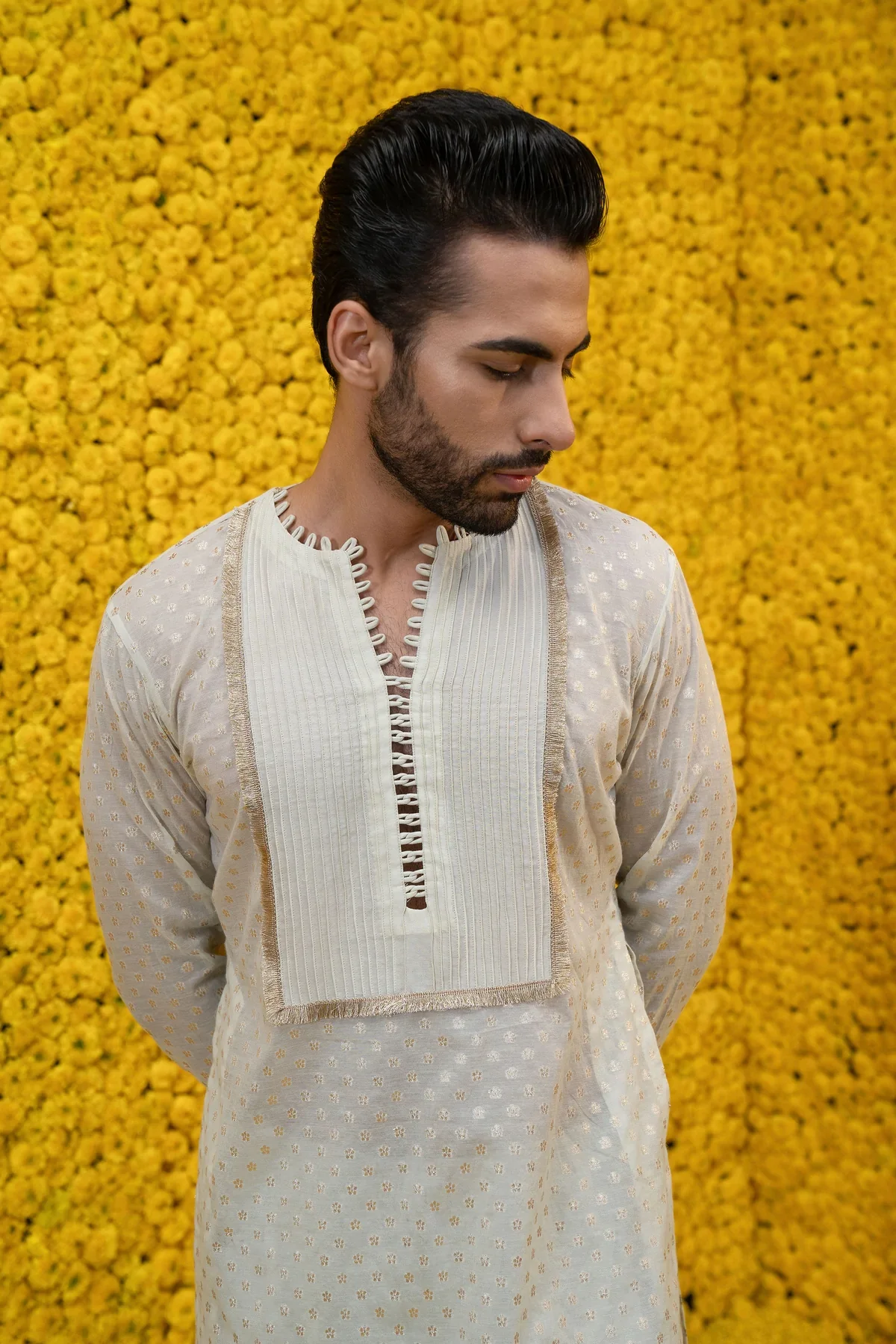 Green Raziq Banarasi Chanderi Kurta Set - Image 3
