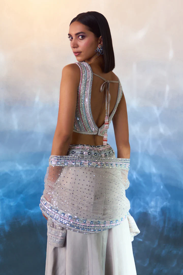 Grey Organza Cape Set - Image 7