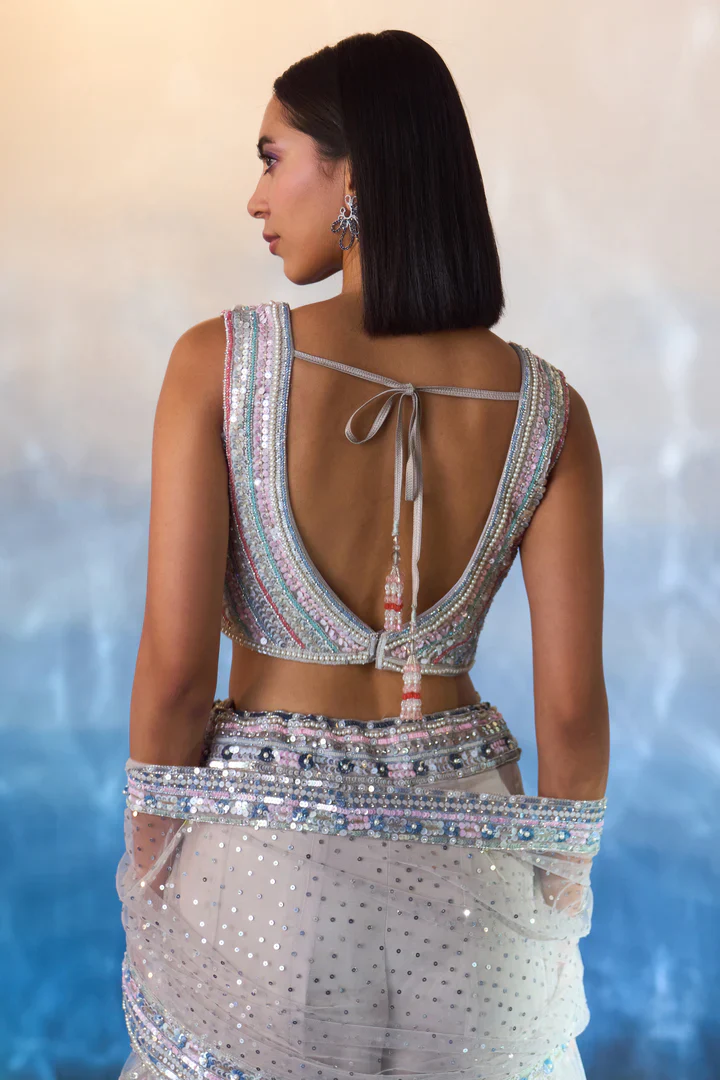 Grey Organza Cape Set - Image 9