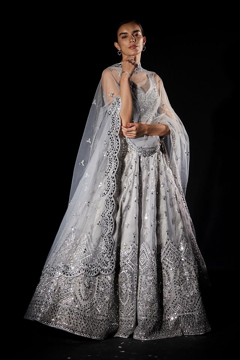 Grey Organza Lehenga Set - Image 5