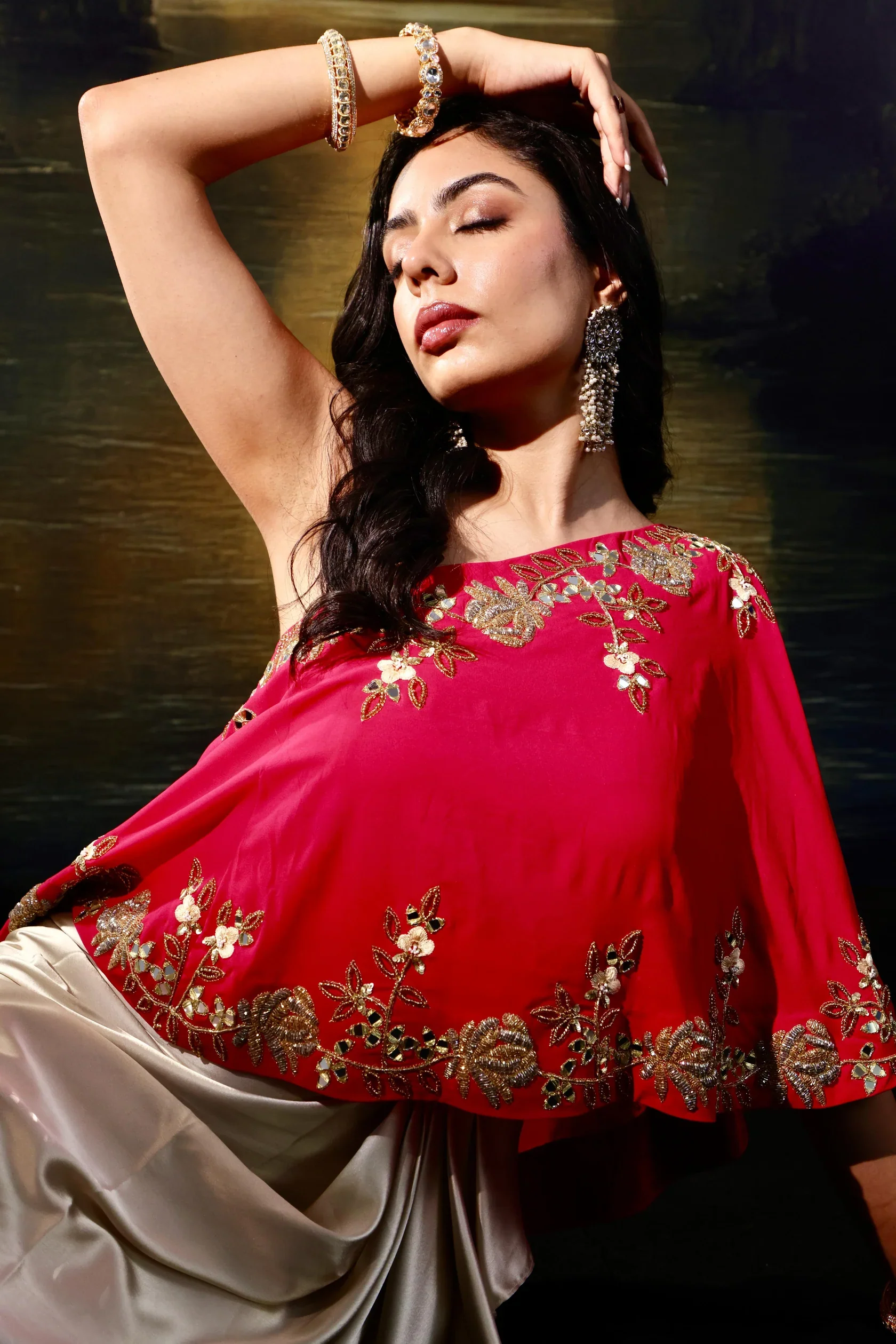 Gulaab Cape and Draped Skirt Set - Image 3