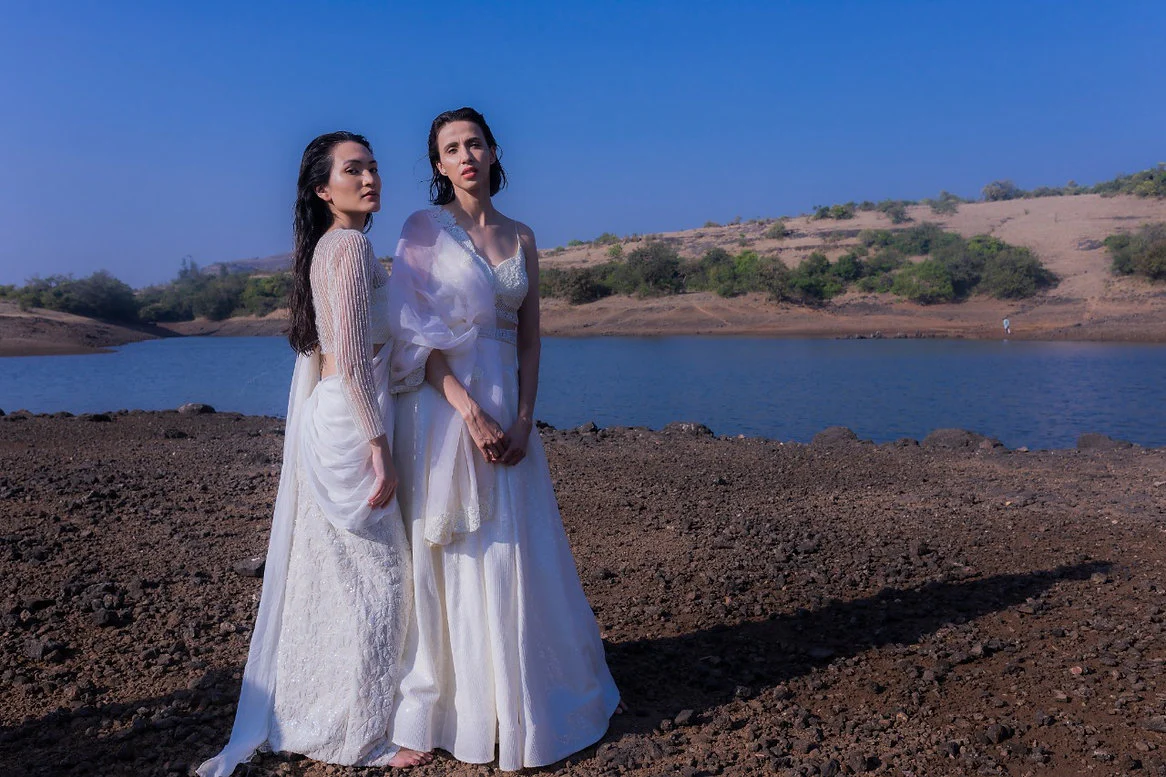 Hand Embroidered Sequin Ivory Lehnga - Image 2