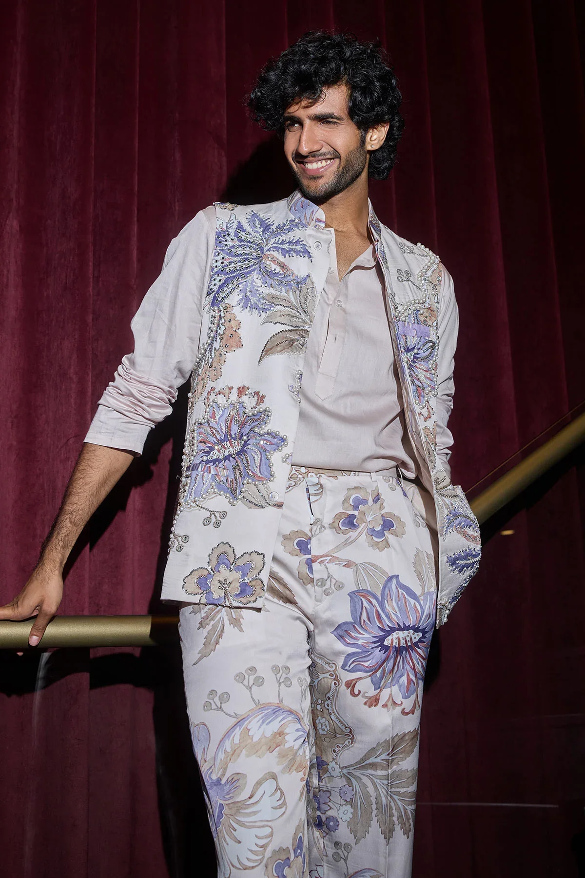 HARIS - Hand Embroiderd Bundi , Shirt and Printed Trousers - Image 3