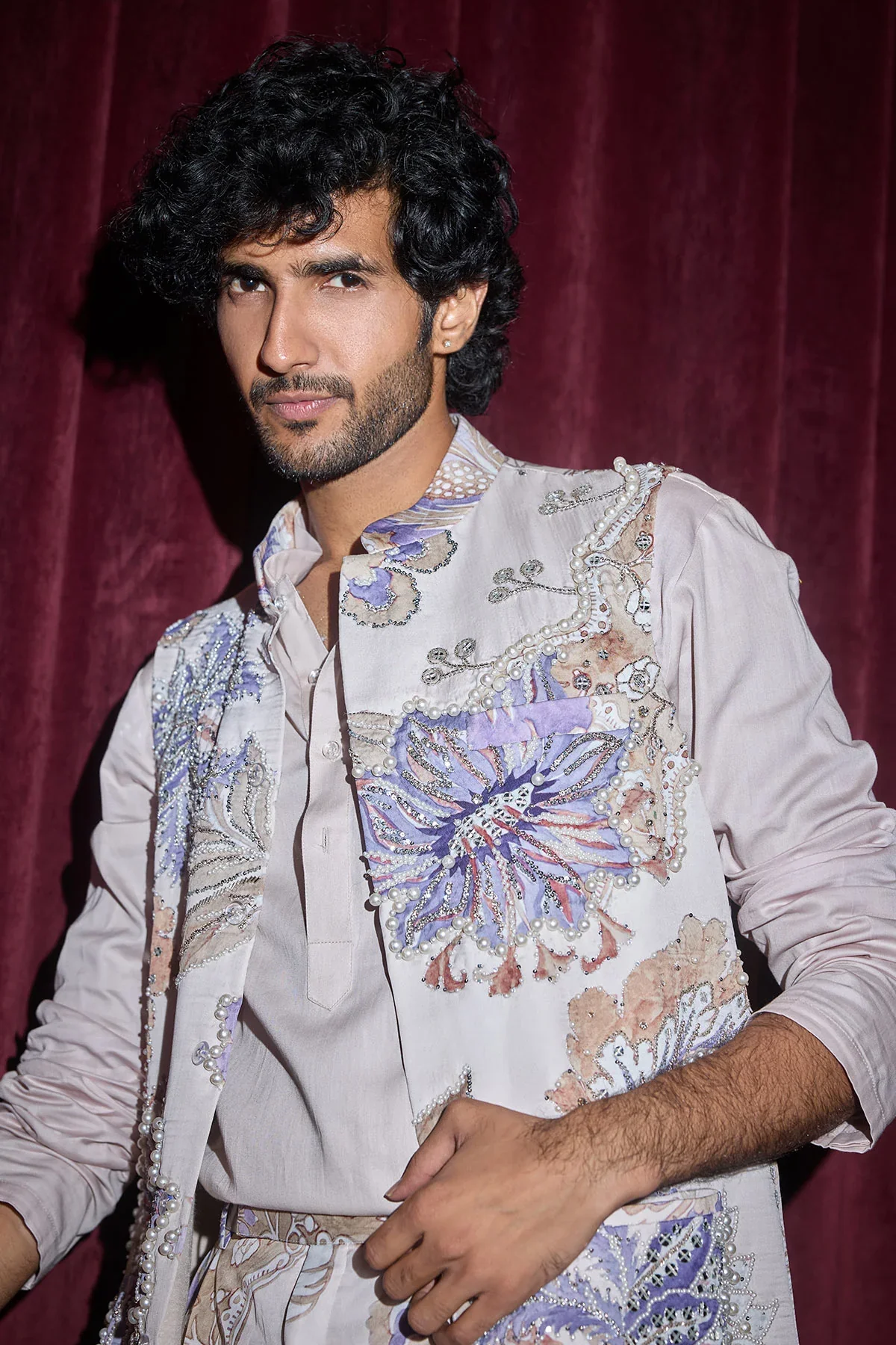 HARIS - Hand Embroiderd Bundi , Shirt and Printed Trousers - Image 4
