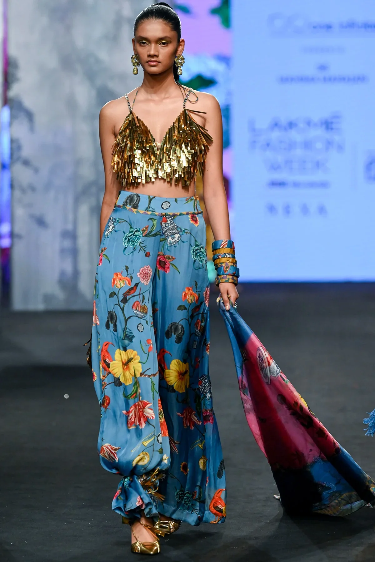 Heavy Embroidered Blouse With Printed Pant - Image 6