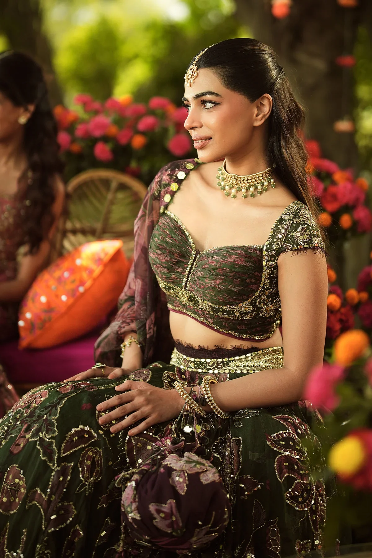 Heavy Embroidered Lehenga With Lace Detailing Dupatta Blouse - Image 5