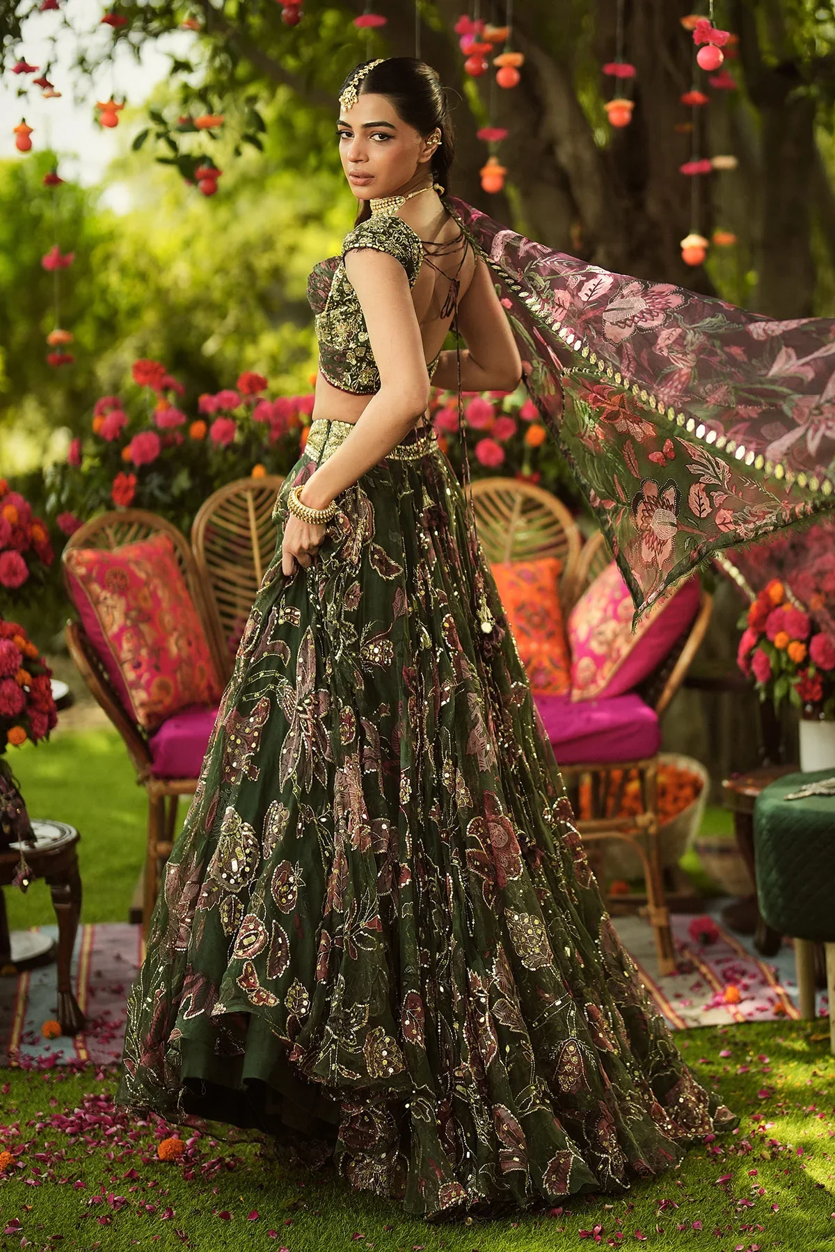 Heavy Embroidered Lehenga With Lace Detailing Dupatta Blouse - Image 6
