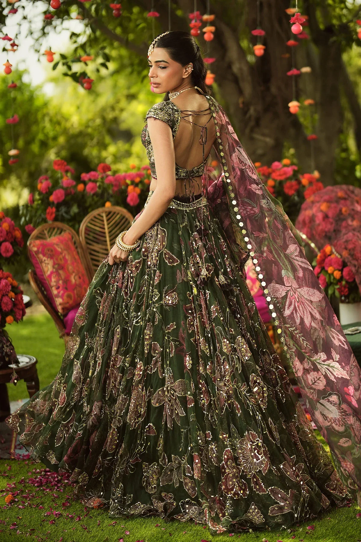 Heavy Embroidered Lehenga With Lace Detailing Dupatta Blouse - Image 8