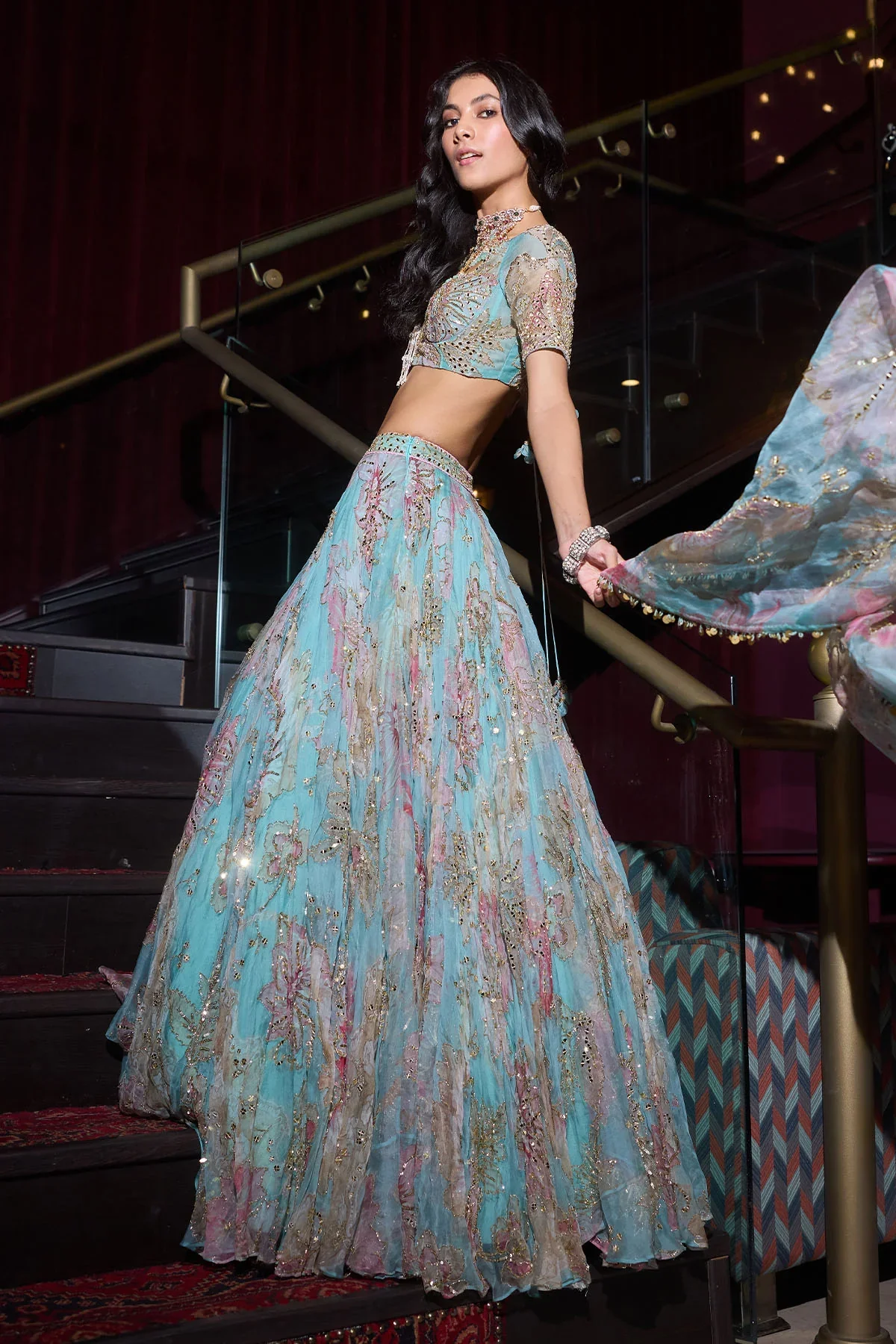 Hena - Heavy Embroidered Signature Blouse, Lehenga - Image 5