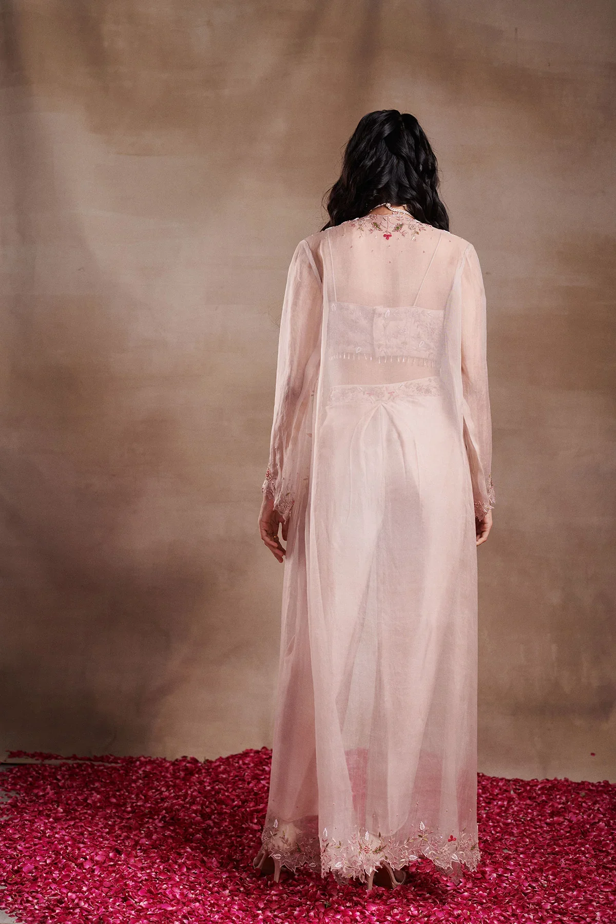 HERBS LIPS - Long Embroidered Jacket and Dhoti Set - Image 4