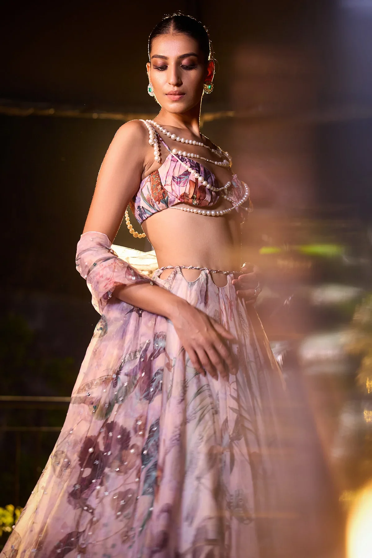 Hiba- Hand Embroidered Blouse and Dupatta with Lehenga - Image 3