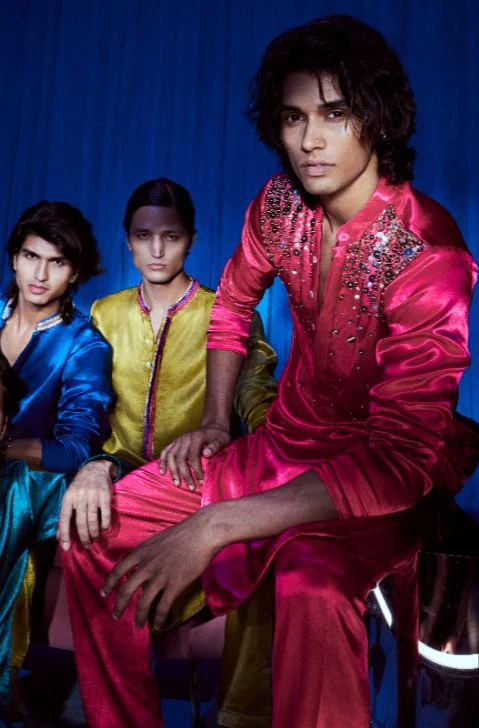 Hot Pink Embroiderd Kurta With Pant - Image 2