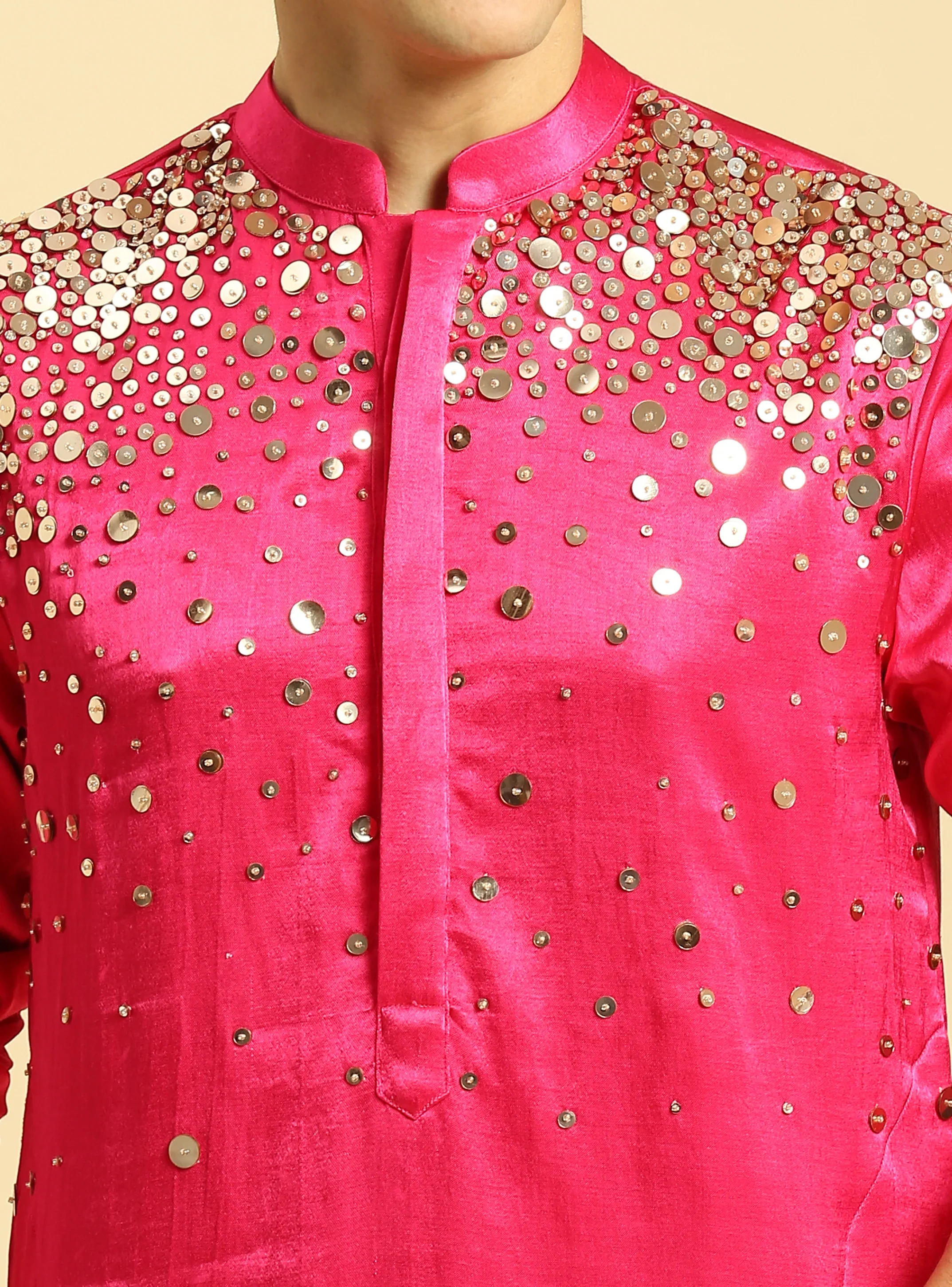 Hot Pink Embroiderd Kurta With Pant - Image 4