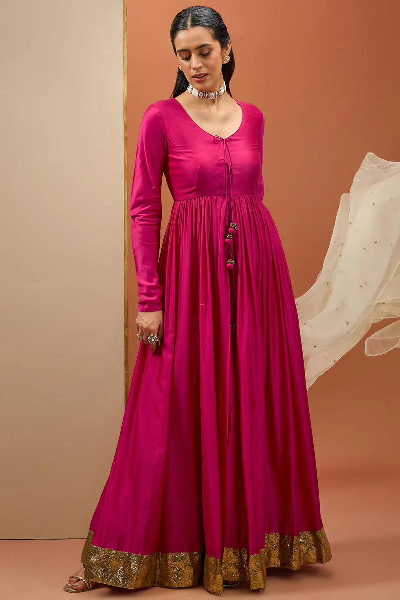 Hot Pink Lampi Anarkali Set - Image 4
