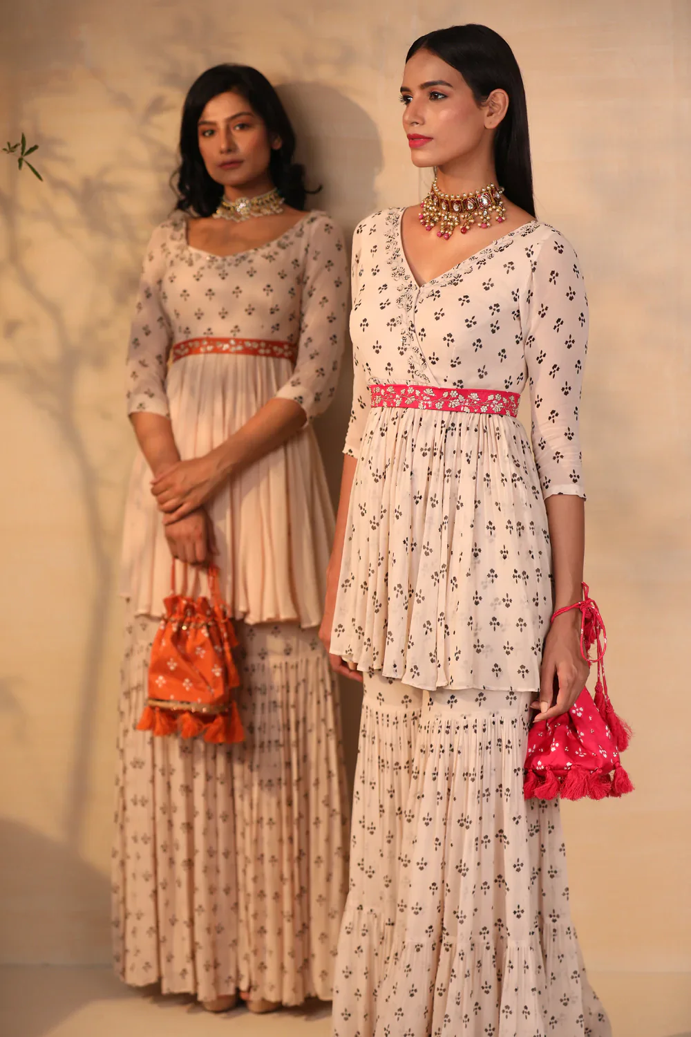 Rust Printed And Embroidered Potli - Image 3