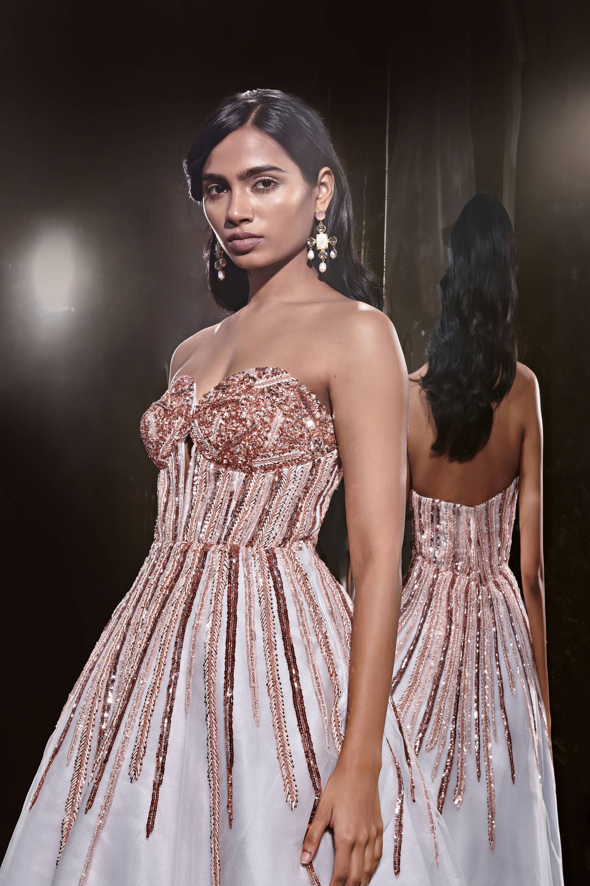 Ice Blue Embroidered Dress - Image 3