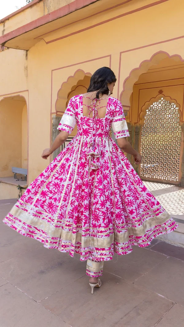 Imara Pink Cotton Anarkali Set - Image 5