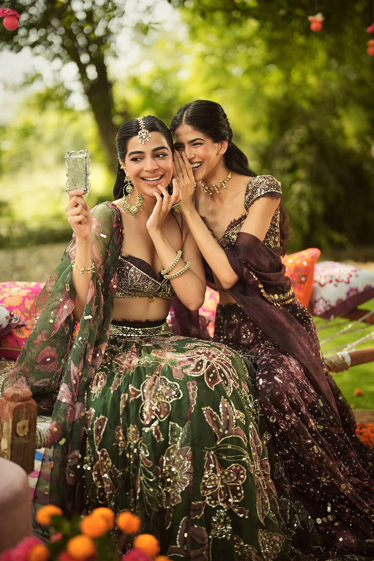 INAYAT - Hand Embroidered Bralette Lehenga With Lace Detailing Dupatta - Image 7