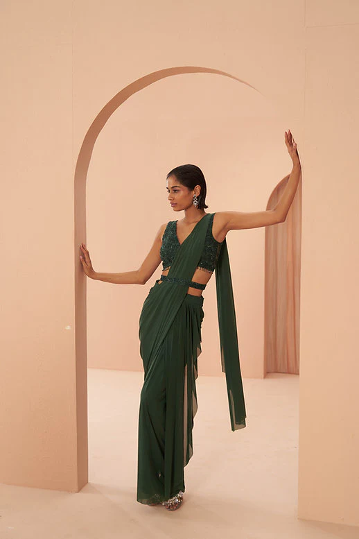 Indian Green Saree - Image 4