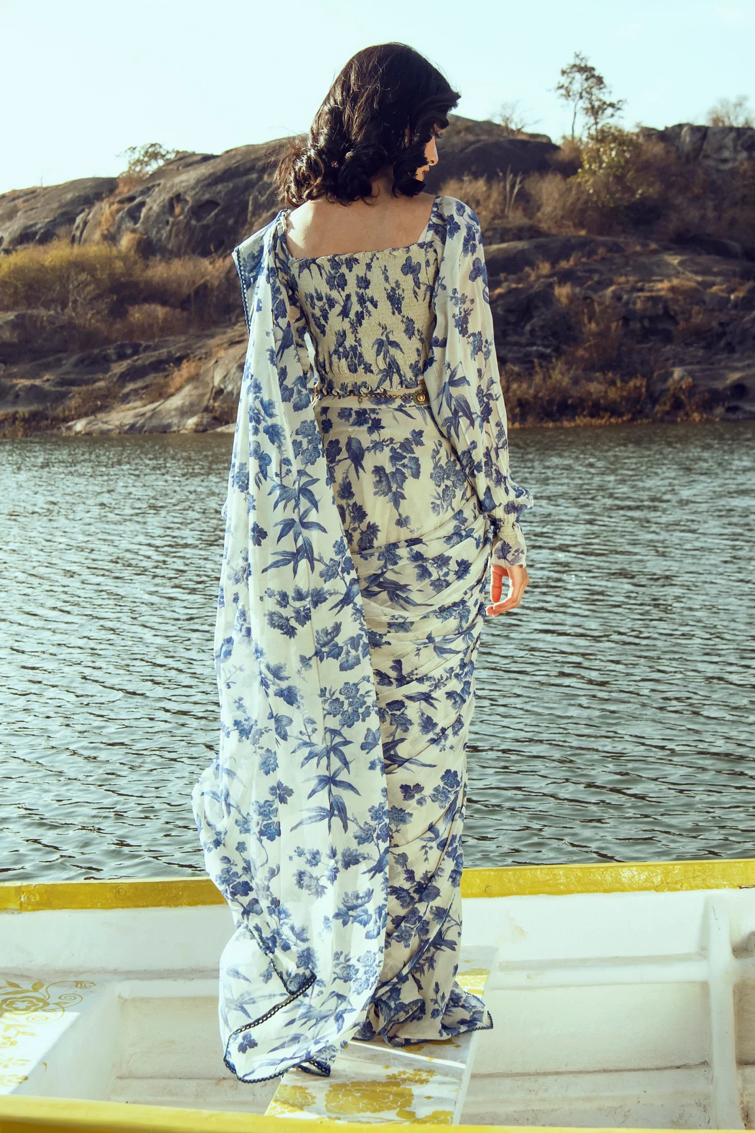 Indigo Bird pre-stitched saree - Image 3
