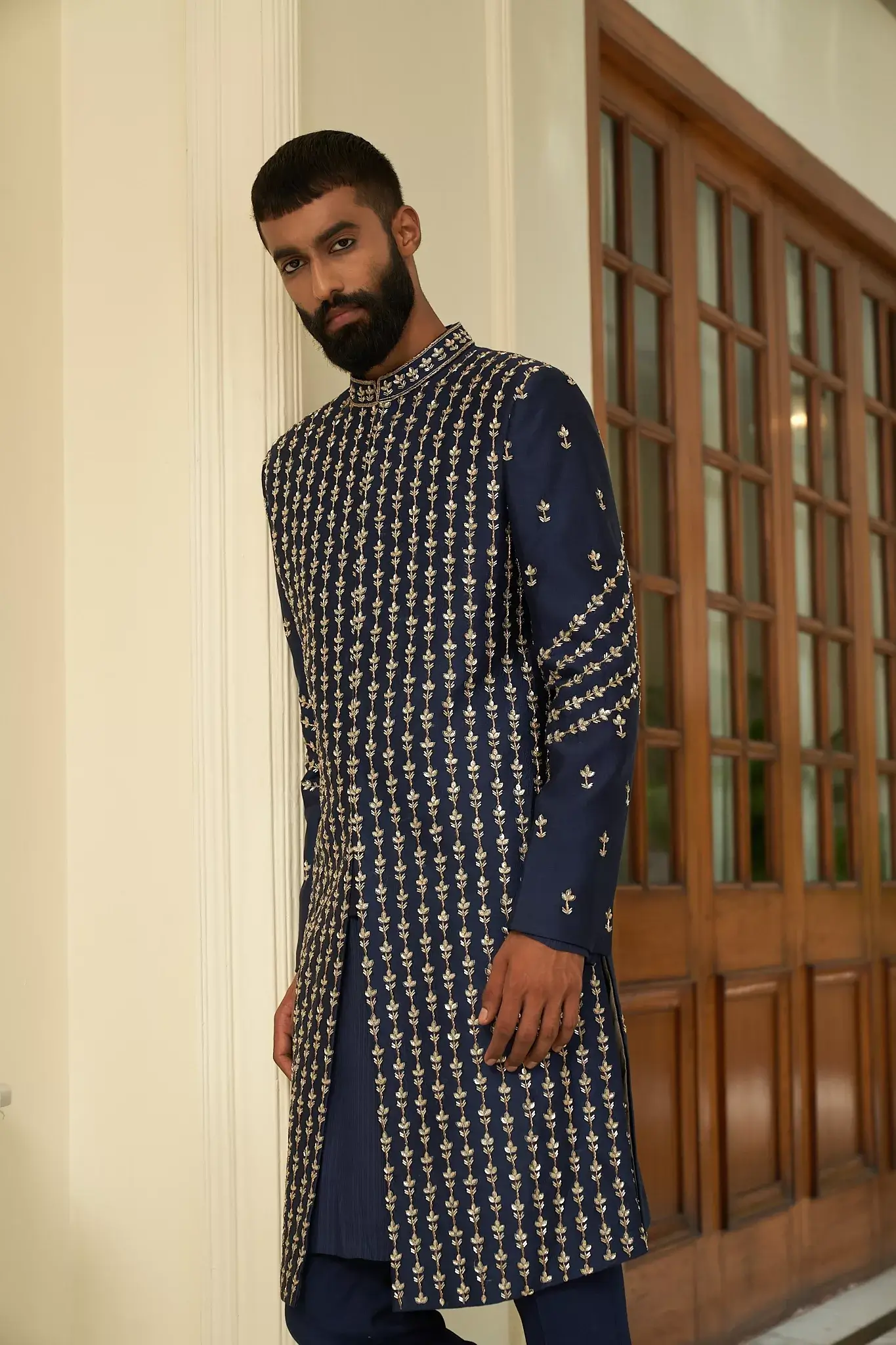 Insignia Blue Sherwani Set - Image 5