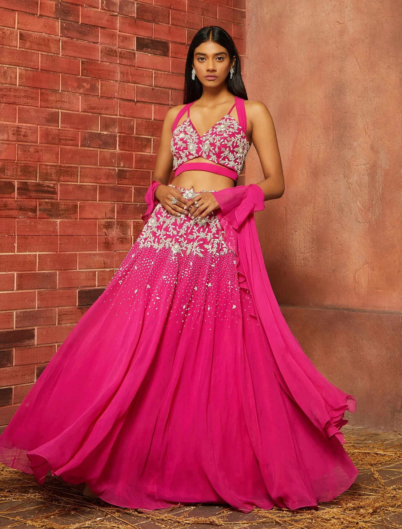 IRA - Fuschia Pink Georgette Lehenga