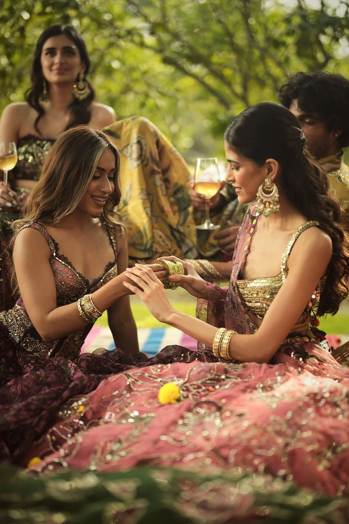 ISHA - Hand Embroidered Blouse And Dupatta With Lace Detailing Lehenga - Image 10