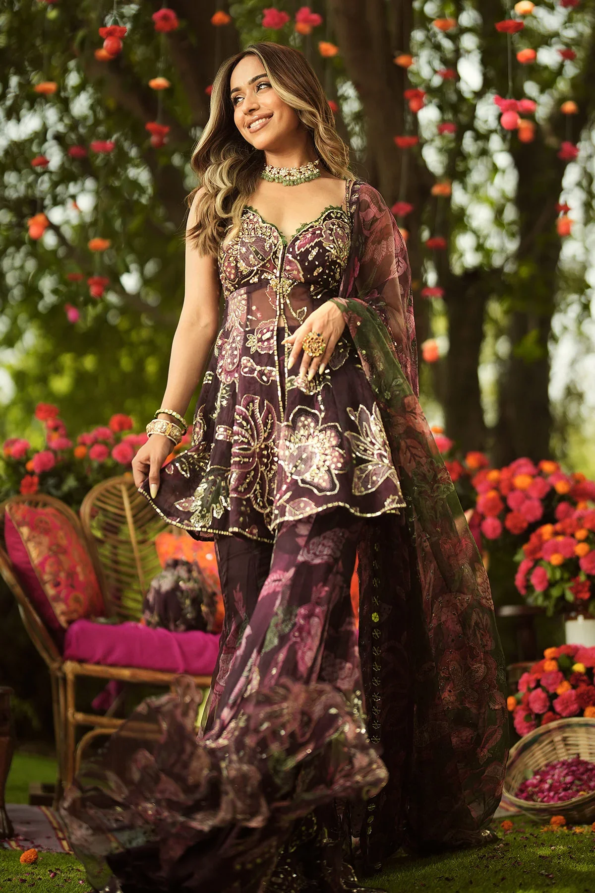 ISHQAA - Heavy Embroidered Peplum Kurta With Sharara And Dupatta - Image 5