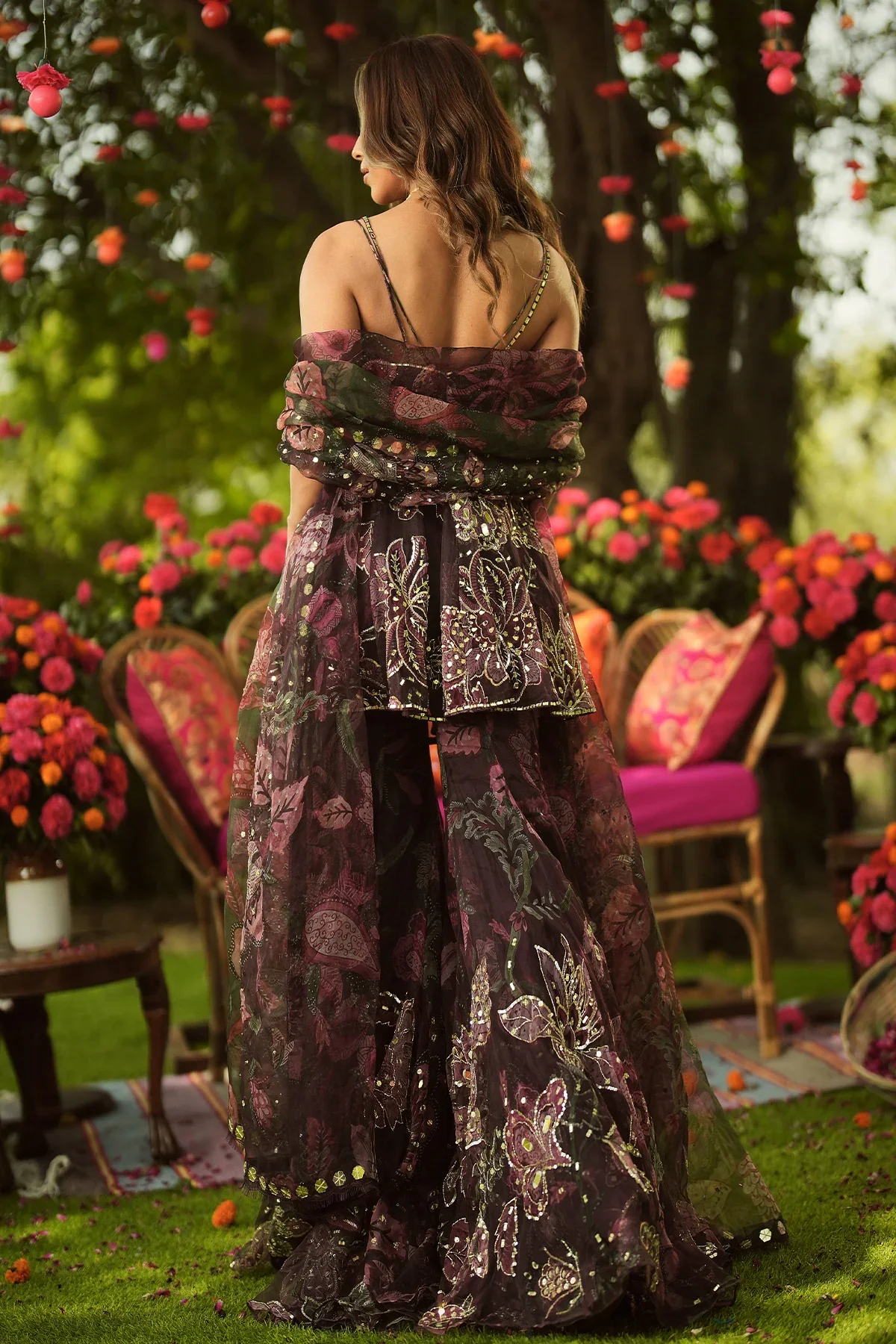 ISHQAA - Heavy Embroidered Peplum Kurta With Sharara And Dupatta - Image 7