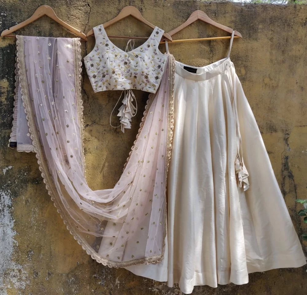 Ivory And Pink Lehenga