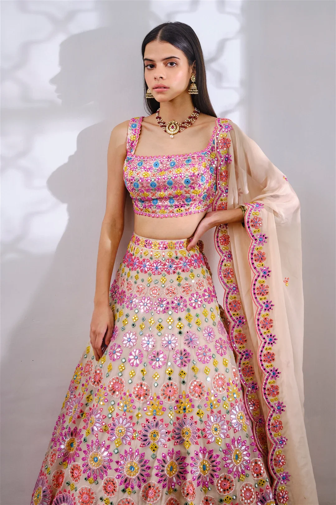 Ivory Circular Motif Lehenga - Image 3