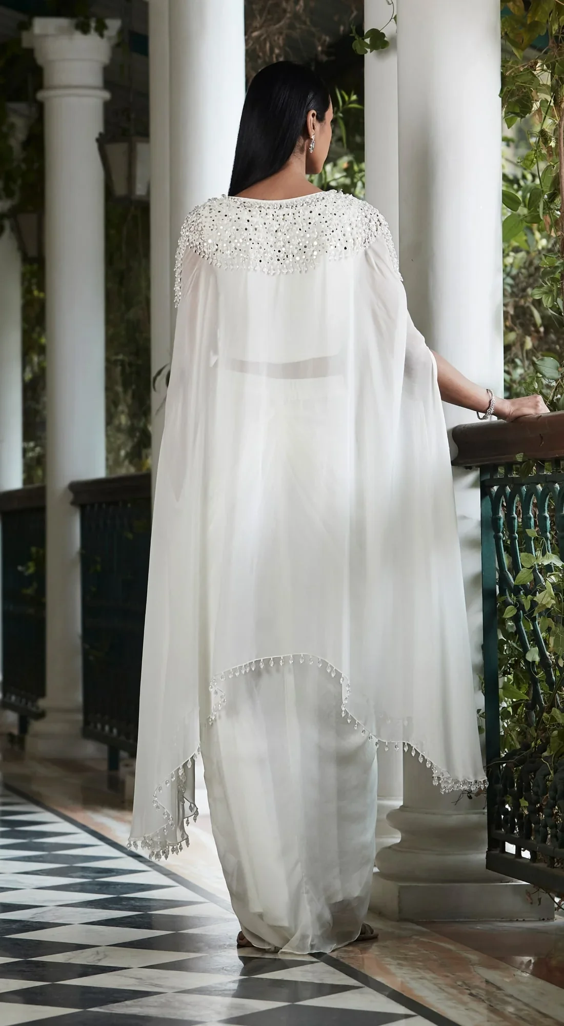 Ivory Embroidered Cape Set - Image 5