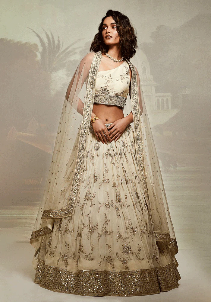 Ivory Embroidered Lehenga Set