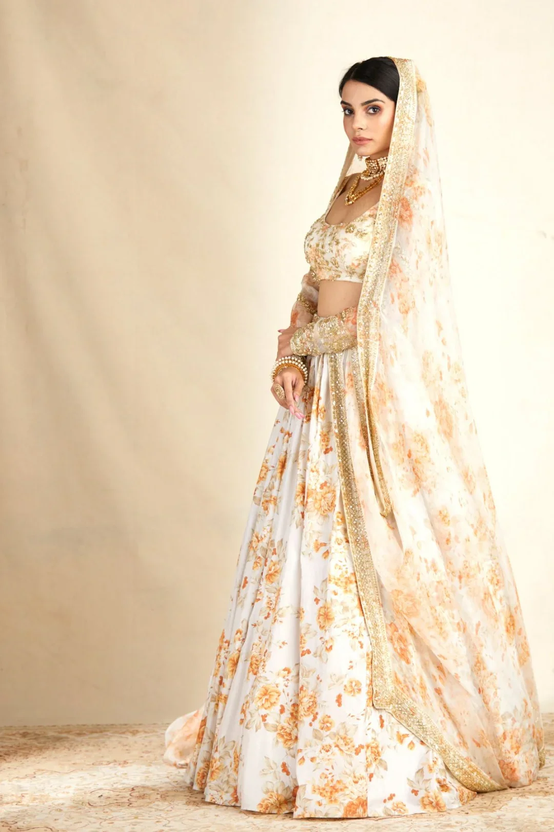 Ivory Floral Printed Lehenga - Image 3