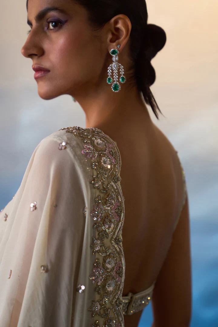 Ivory Georgette Saree - Image 9