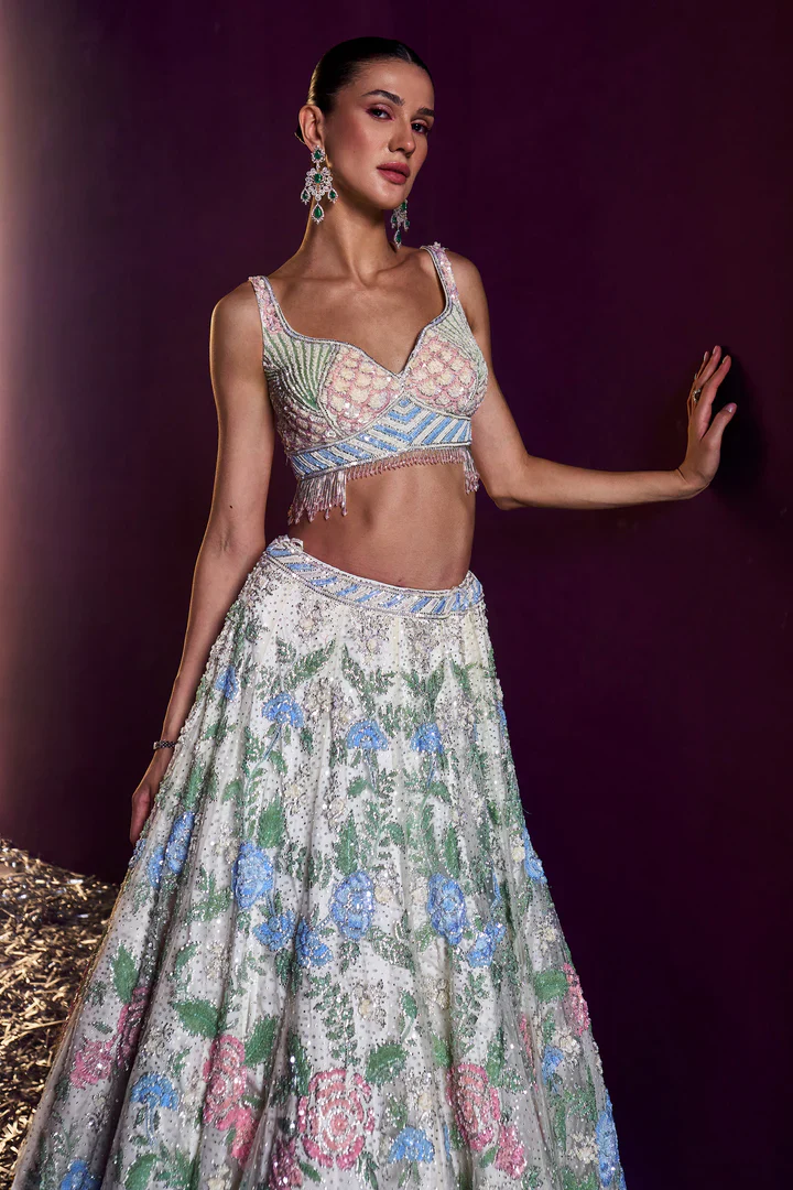 Ivory Net Lehenga Set - Image 2