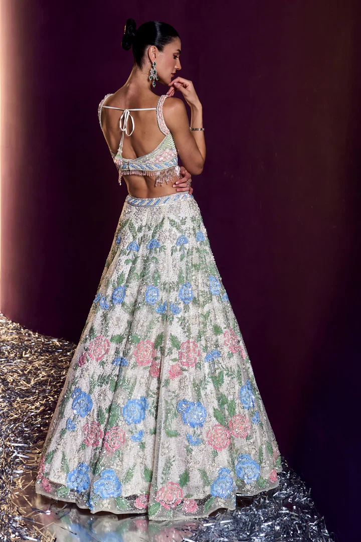 Ivory Net Lehenga Set - Image 6